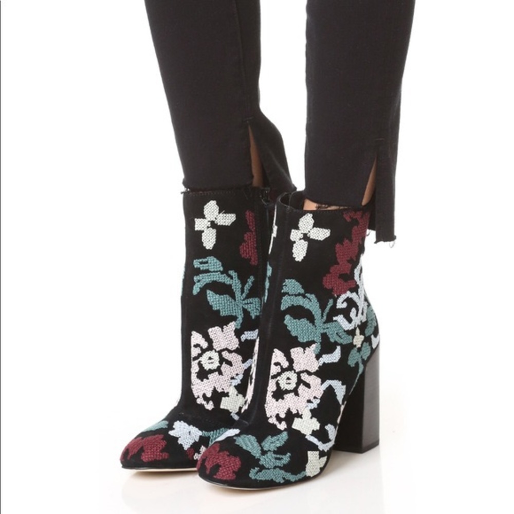 Rebecca Minkoff Embroidered Suede Booties